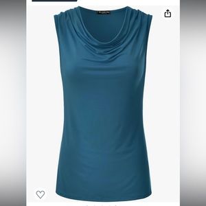 Casual Cowl Neck Ruched Draped Lightweight Sleeveless Stretchy Blouse Tank
